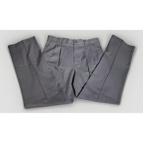 Denver Hayes Pleated Front Men's Pants 34x32 Grey No Iron Dress Pants Cotton - Picture 3 of 8